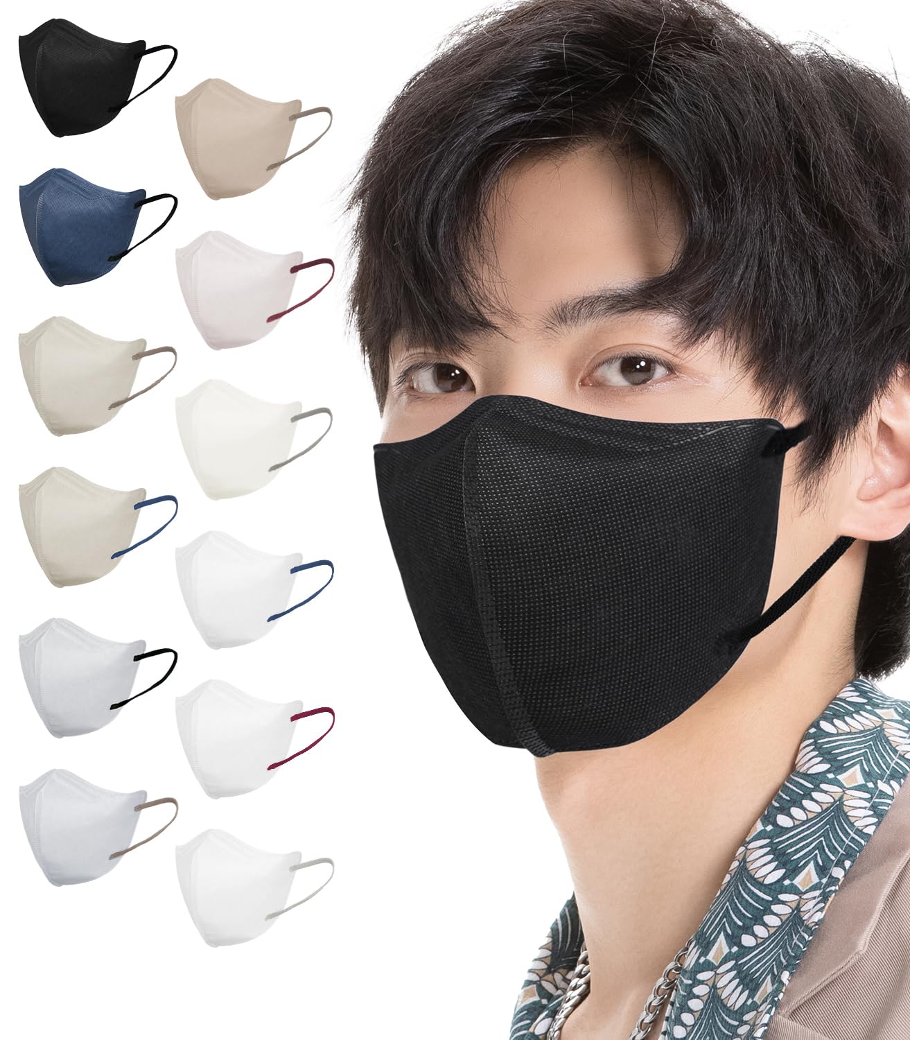 [Hellozebra] 立体マスク 大きめ メンズ バイカラー 3Dマスク 黒 不織布 30枚入 グレー 不職布マスク カラー 耳が痛くならない バイカラー 国内検品 飛沫対策 花粉用 息がしやすい 5dおしゃれマスク ブラック×纽ブラック