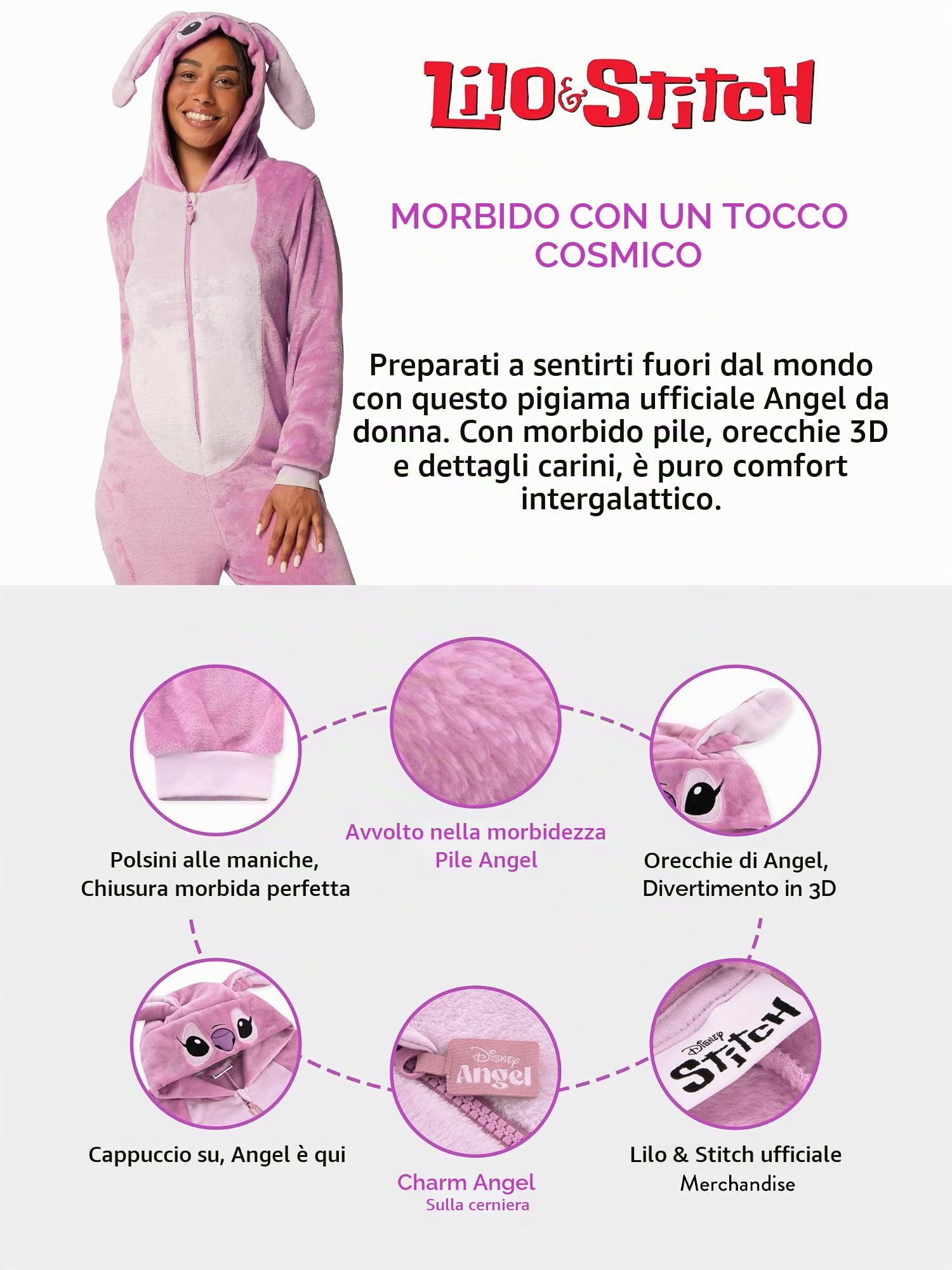 Disney Tuta Donna Lilo E Stitch, Tutina Donna Angel, Lilo E Stitch Angel Onesie