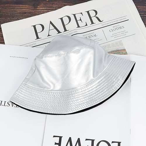 Miniatura 8 de MILAKOO Sombrero de pescador de piel sintética para mujer ala ancha sombrero de pesca de poliuretano punk gótico gorro de invierno