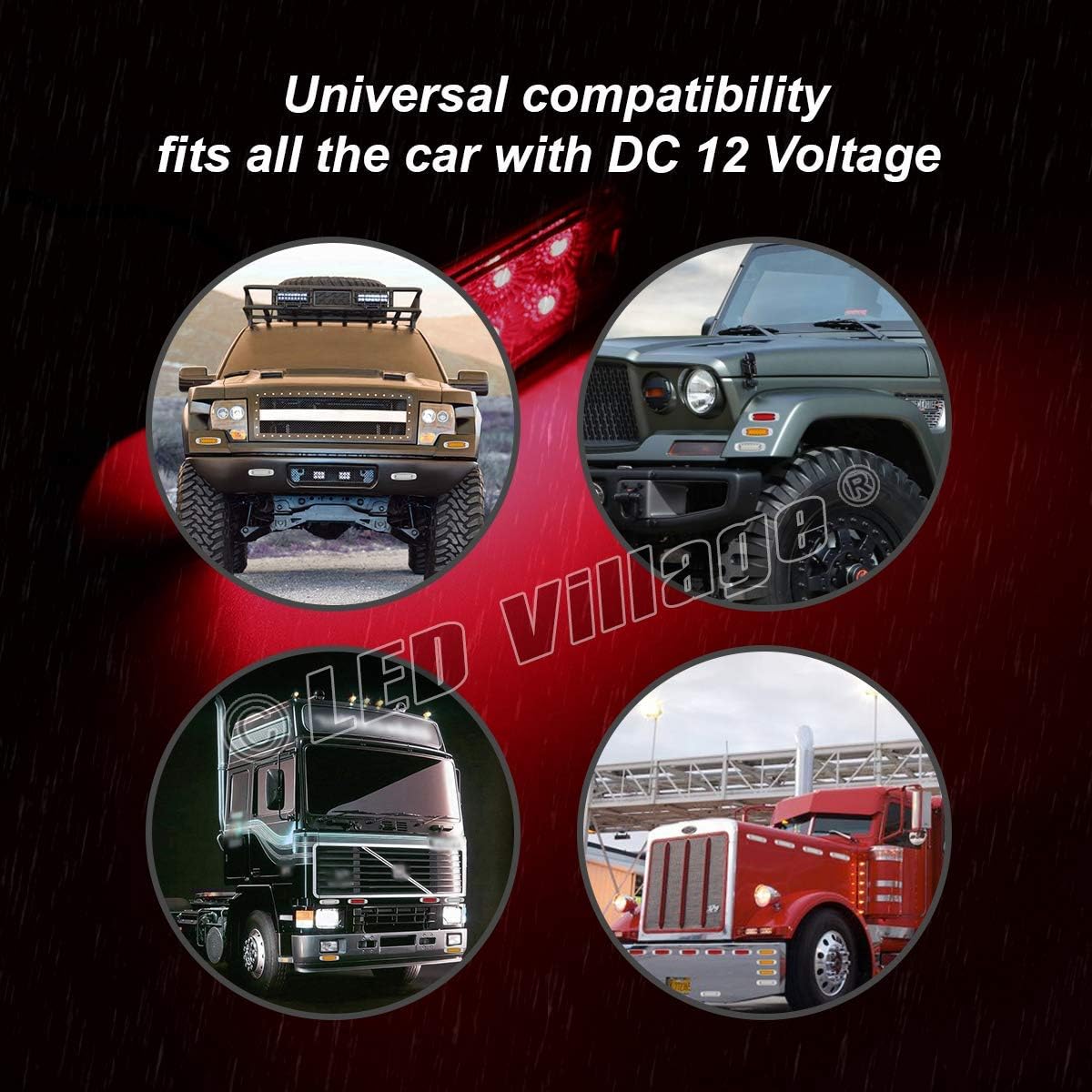20x 12V DC Rectangle 6.4 Inch Clear Lens Red Super Bright LED 12 SMD Clearance Lamp Flush Mount Side Maker Lights Chrome Bezel Trailer RV Truck Universal (20 pcs)