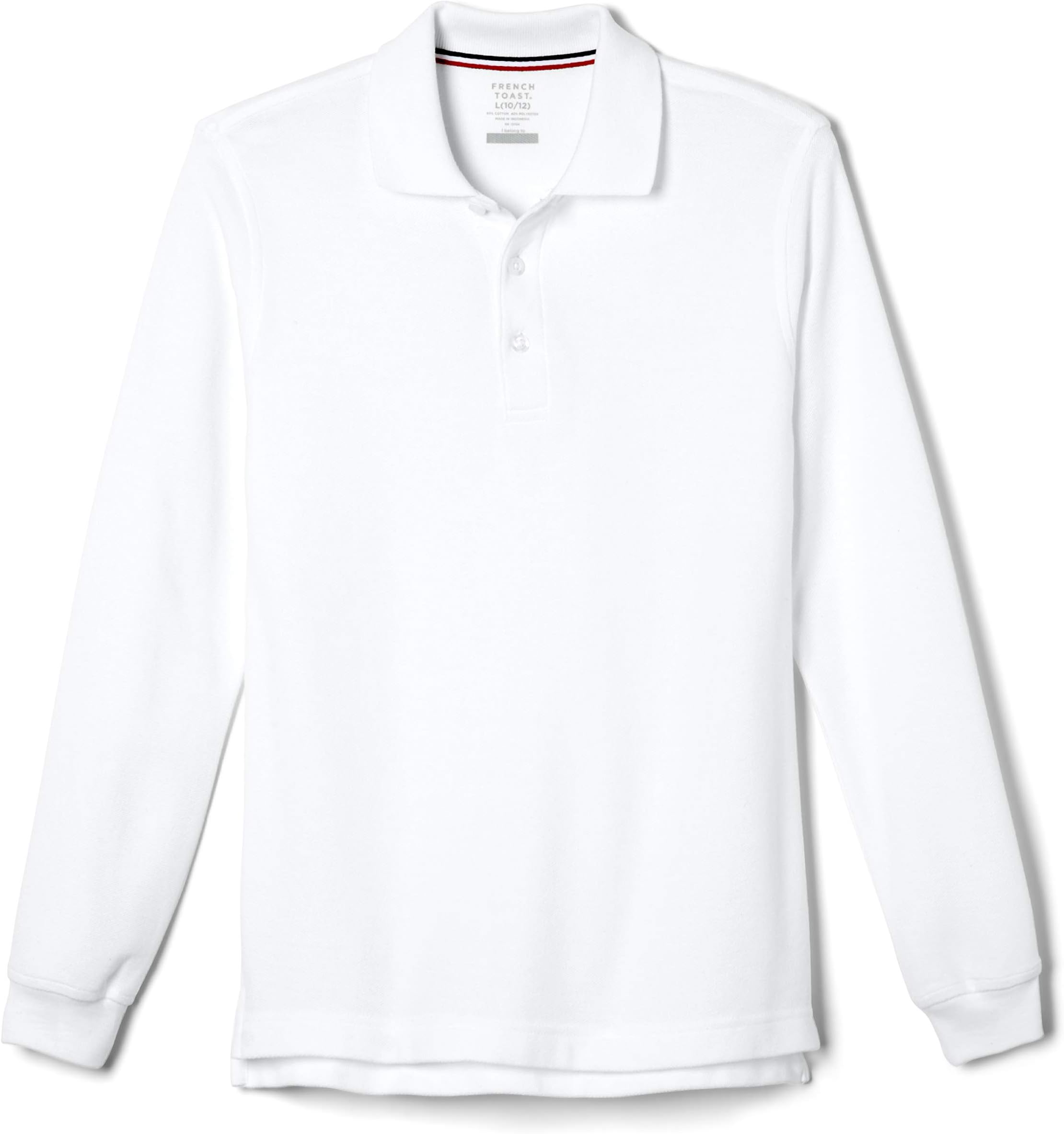 French Toast Boys Pique Polo School Uniform Shirt with Long Sleeves for Boys and Girls