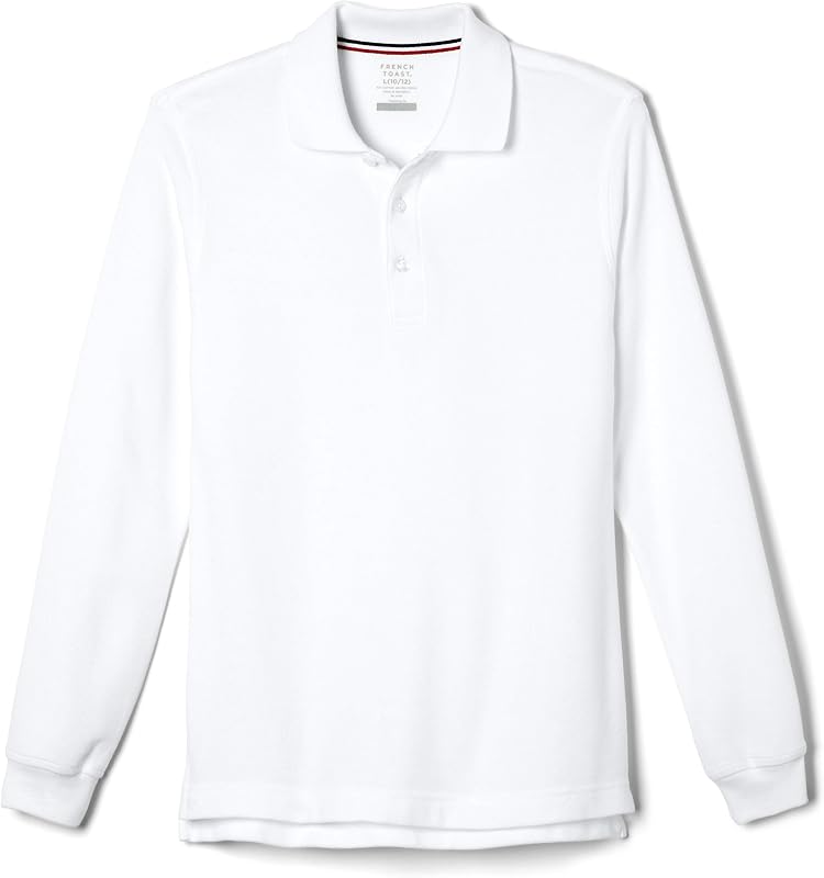 Uniforme de polo de piqué de niño French Toast con manga larga para niño y niña