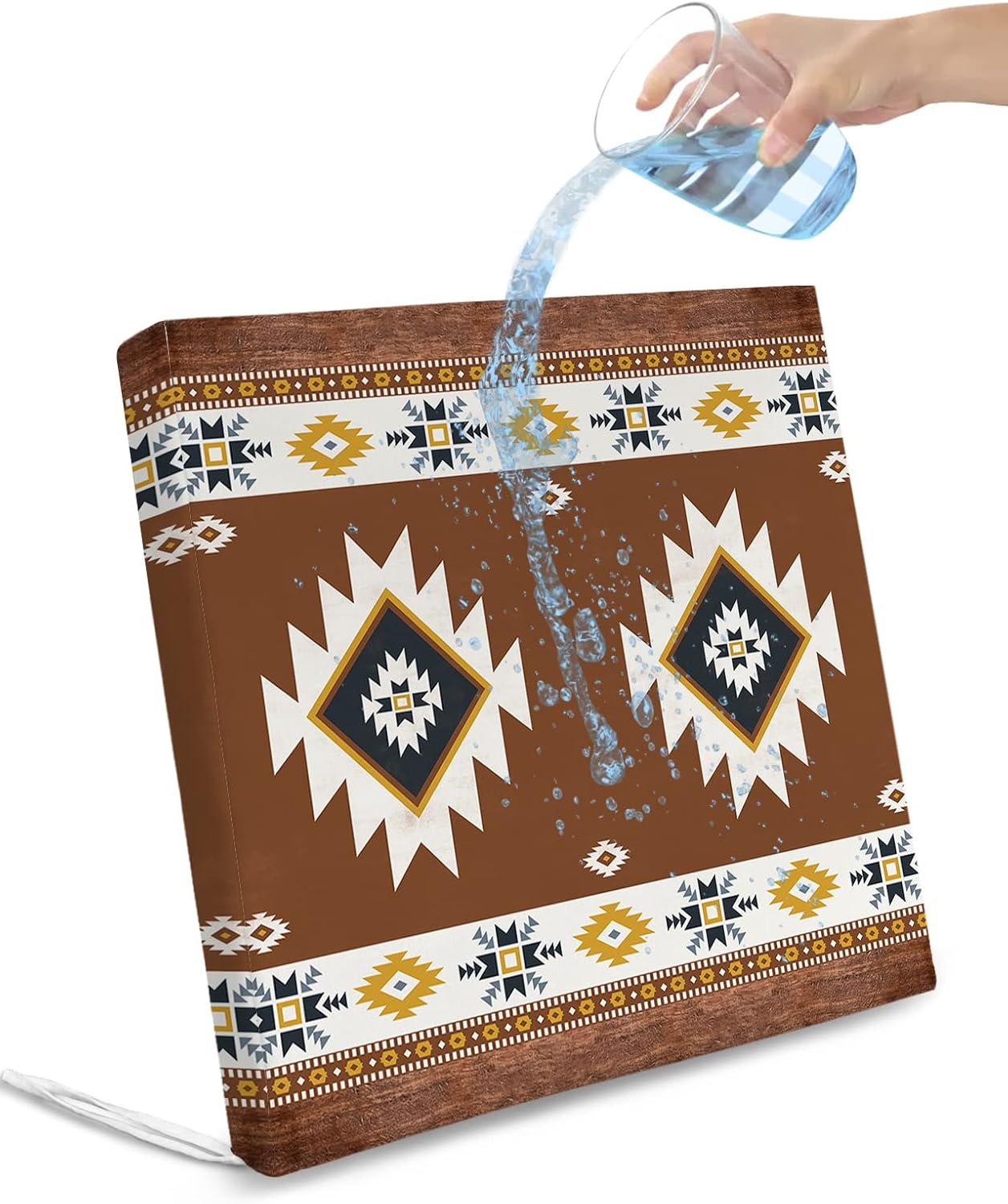 America Southwest Tribe Totem Waterproof Cushion Covers Replacement 20x18In, Diamond Brown Set of 4 Indoor Outdoor Chair Seat Cover Patio Cushion Slipcovers for Beach Pool Side Chair Sofa