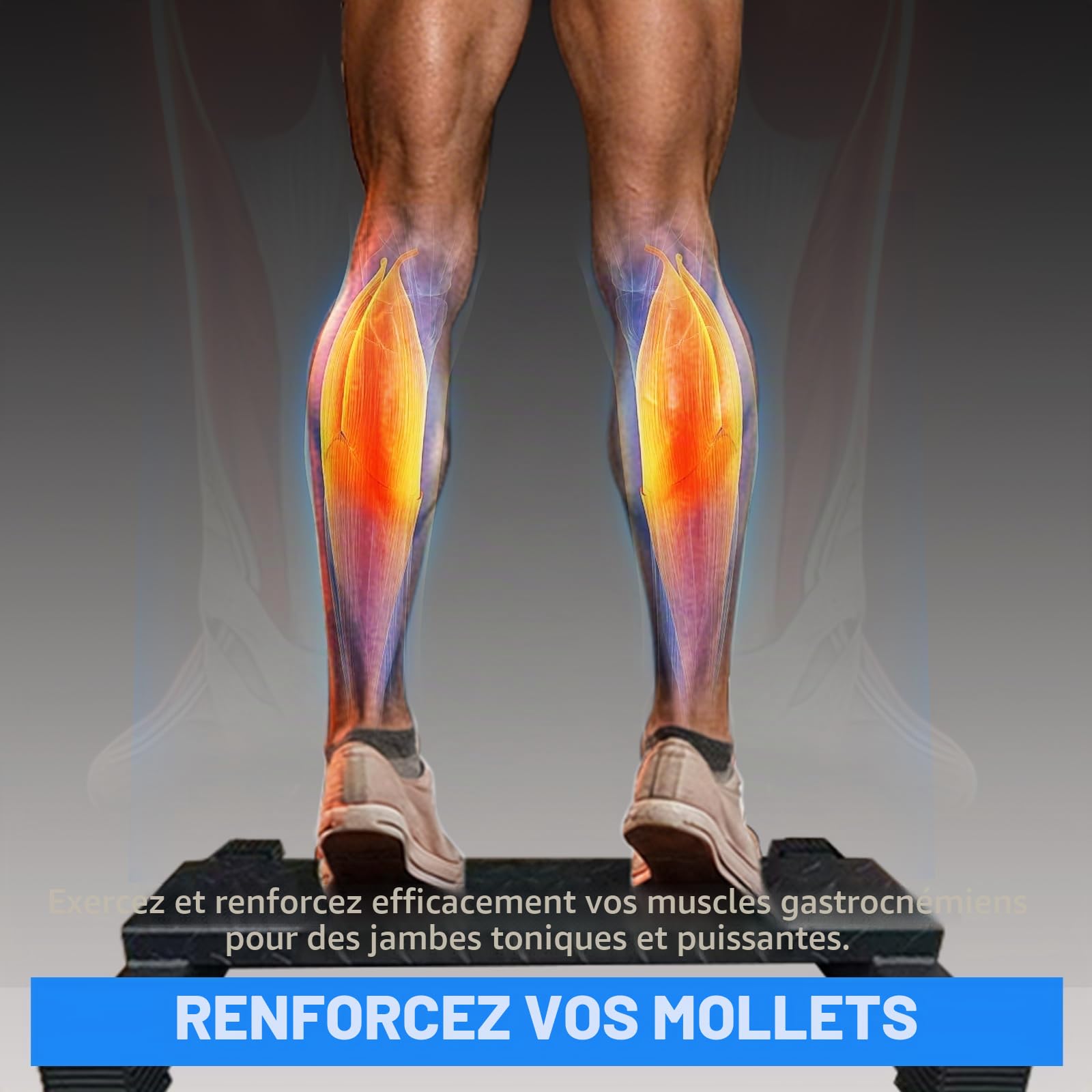 Entraîneur de mollet, barre de levage polyvalente, bloc de mollet en acier massif antidérapant pour levés de mollets, squats, étirements des pieds et exercices de dip, fitness à domicile, stable et