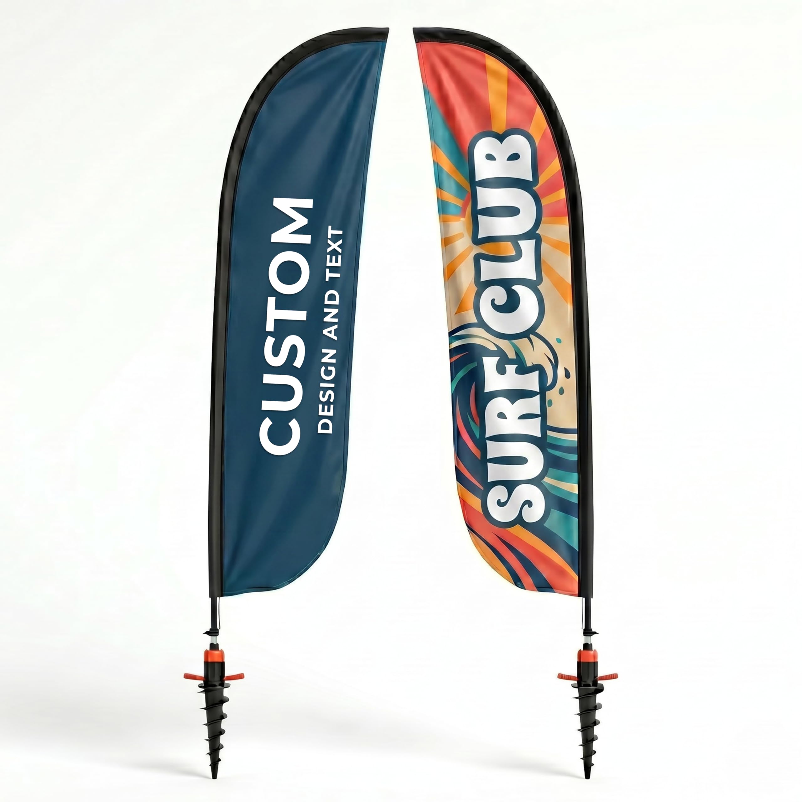 Cimpress Custom Feather Flag 2m, Add Your Logo or Text, Double Sided Advertising Beach Flag with Pole Set for Outdoor Advertising, Events, Hospitality, Real Estate