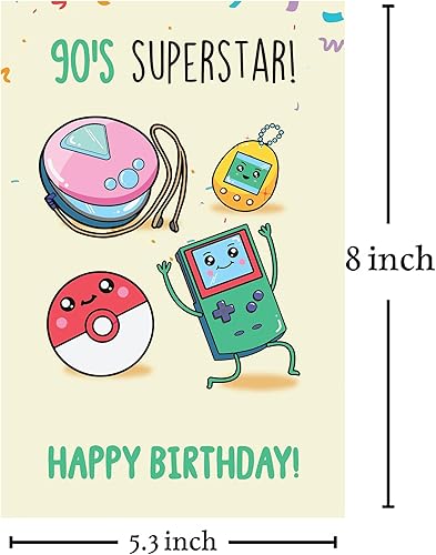 Miniatura 2 de Cheerin Tarjeta de cumpleaños retro de los años 90 con sobre, divertido tema de los años 90 para él o ella