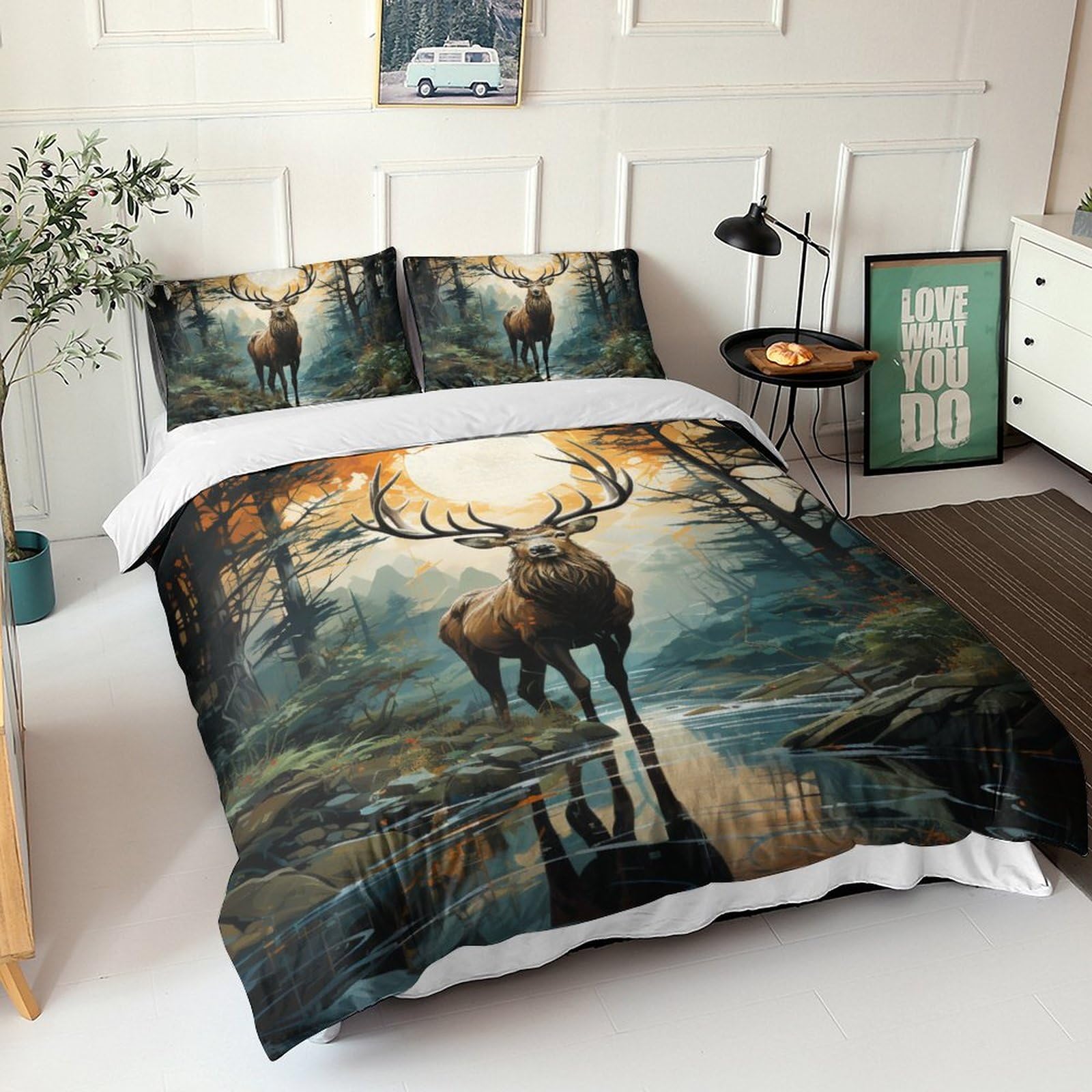 Parure de lit cerf microfibre douce anti-plis pour enfants et adultes