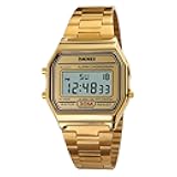 Women's Classic Simple Petite Electronic Quartz Watch Stainless Steel Square Slim Led Digital Watch