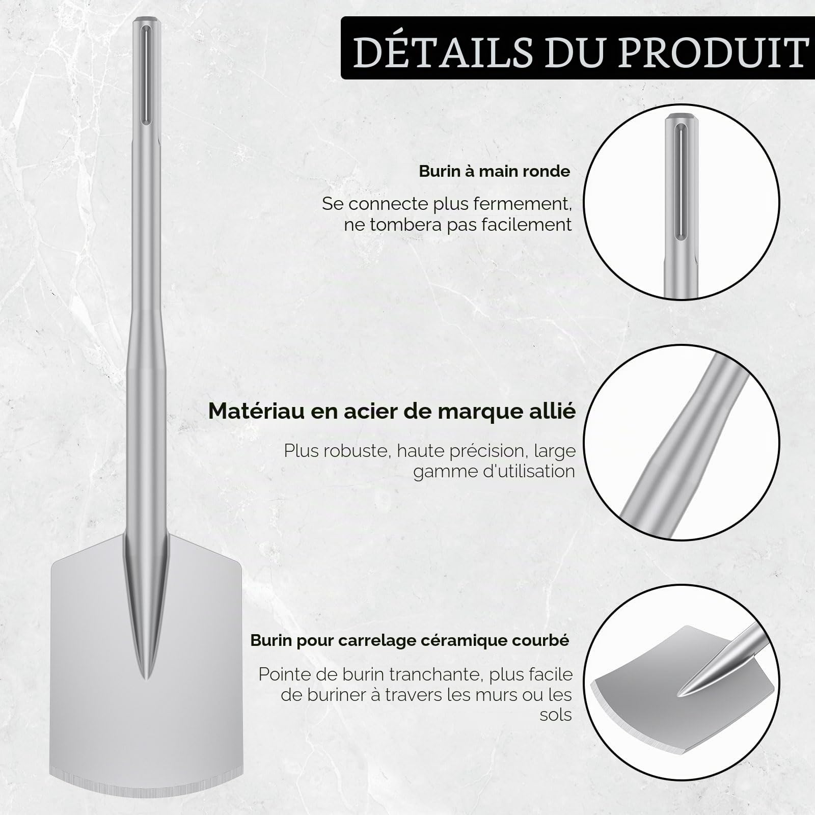 SDS Max Pelle à boue, 450 x 110 mm, emmanchement SDS Max, pour perceuse, marteau perforateur, burin, mallette en plastique, peut être utilisée pour soulever du gravier, du sol gelé et de