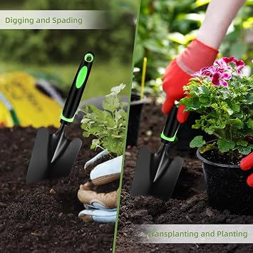 Garden Shovel Small Pack of 2 Carbon Steel Garden Shovel Mini Shovel Beach Shovel Garden Plant Shovel Flower Trowel Hand Shovel Garden for Planting Weeding Transplanting