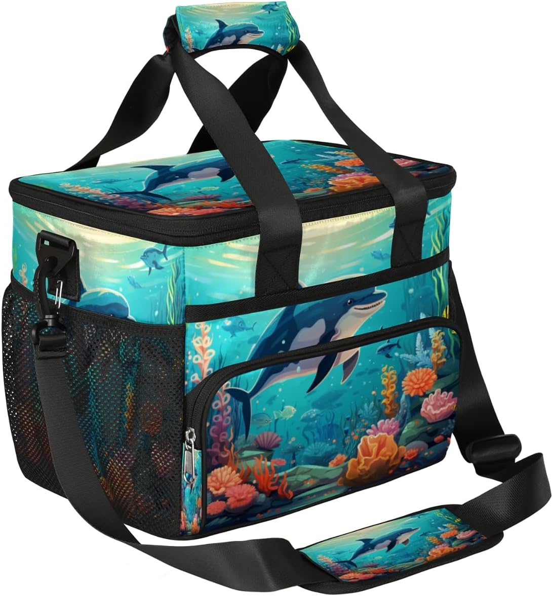 Whale Insulated Picnic Backpack Lunch Box for Women Men Picnic Basket Tote Lunch Bag Picnic Bag Portable Lunch Bags for Picnic, Beach, Work, Trip,Office, Camp Under The Sea