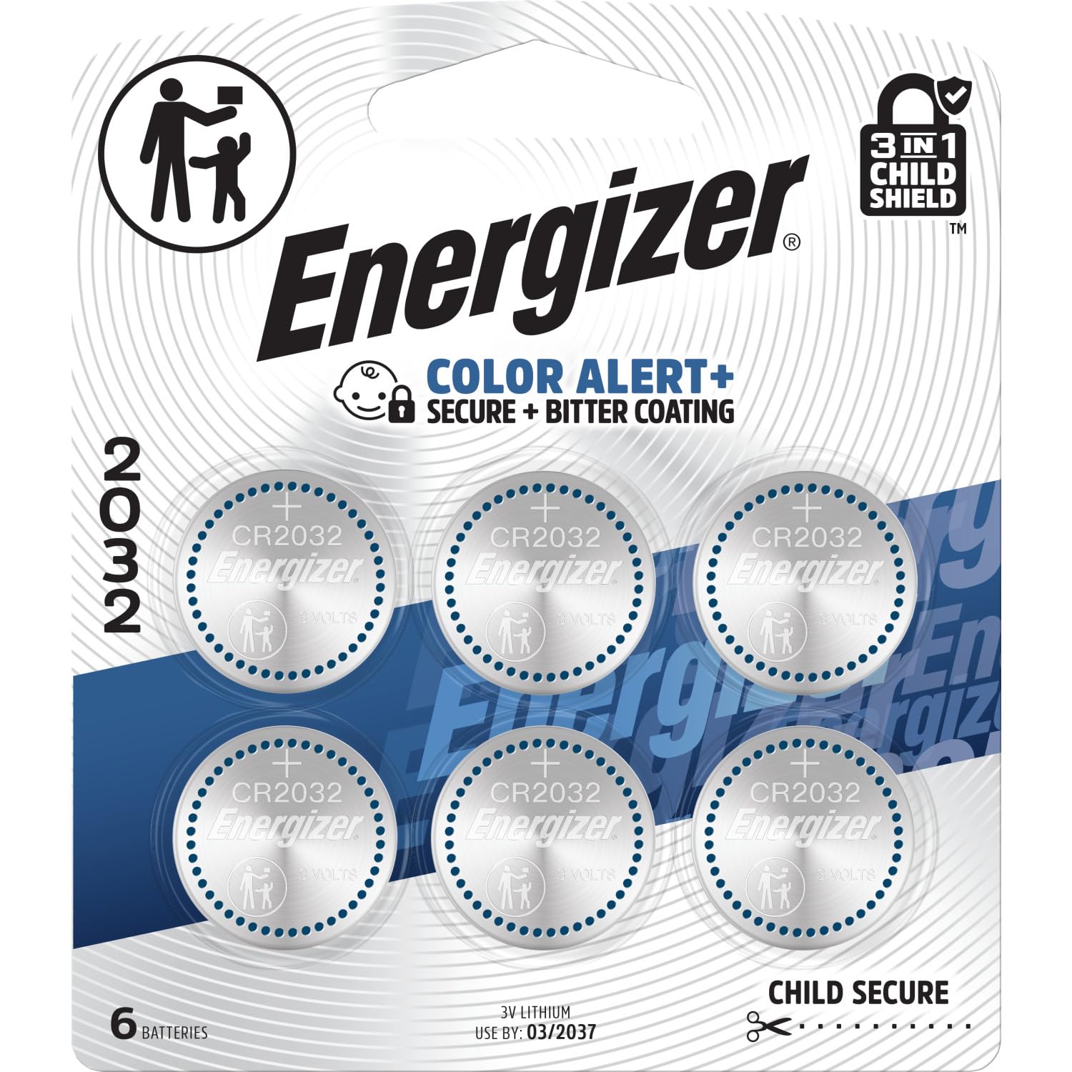 Energizer 2032 Batteries (6 Pack), 3V Lithium Coin Batteries