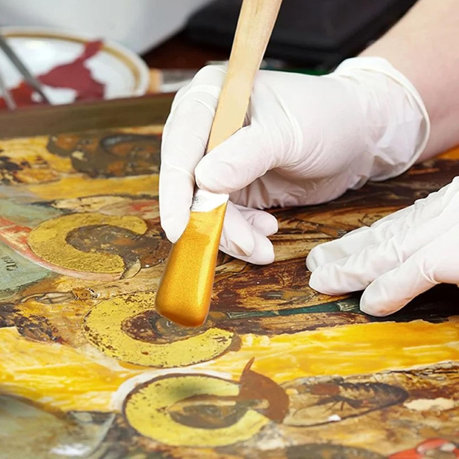 Wetterbeständige Goldfarbe auf Wasserbasis, wasserfeste, langlebige, nicht verblassende Farbe auf Wasserbasis, Blattgoldfarbe auf Wasserbasis für Kunst, Malerei und Kunsthandwerk (Gold, 500g)