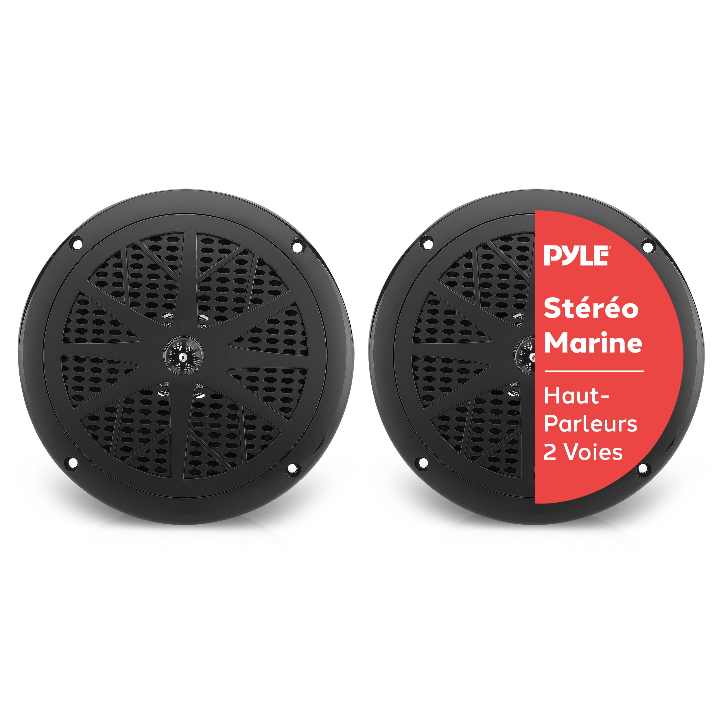 Pyle Haut-Parleurs Marins 16,5 cm 2 Voies – Étanches 120W, Noir, Enceintes pour Bateau, Véhicule Ouvert ou Extérieur, Vendus par Paire