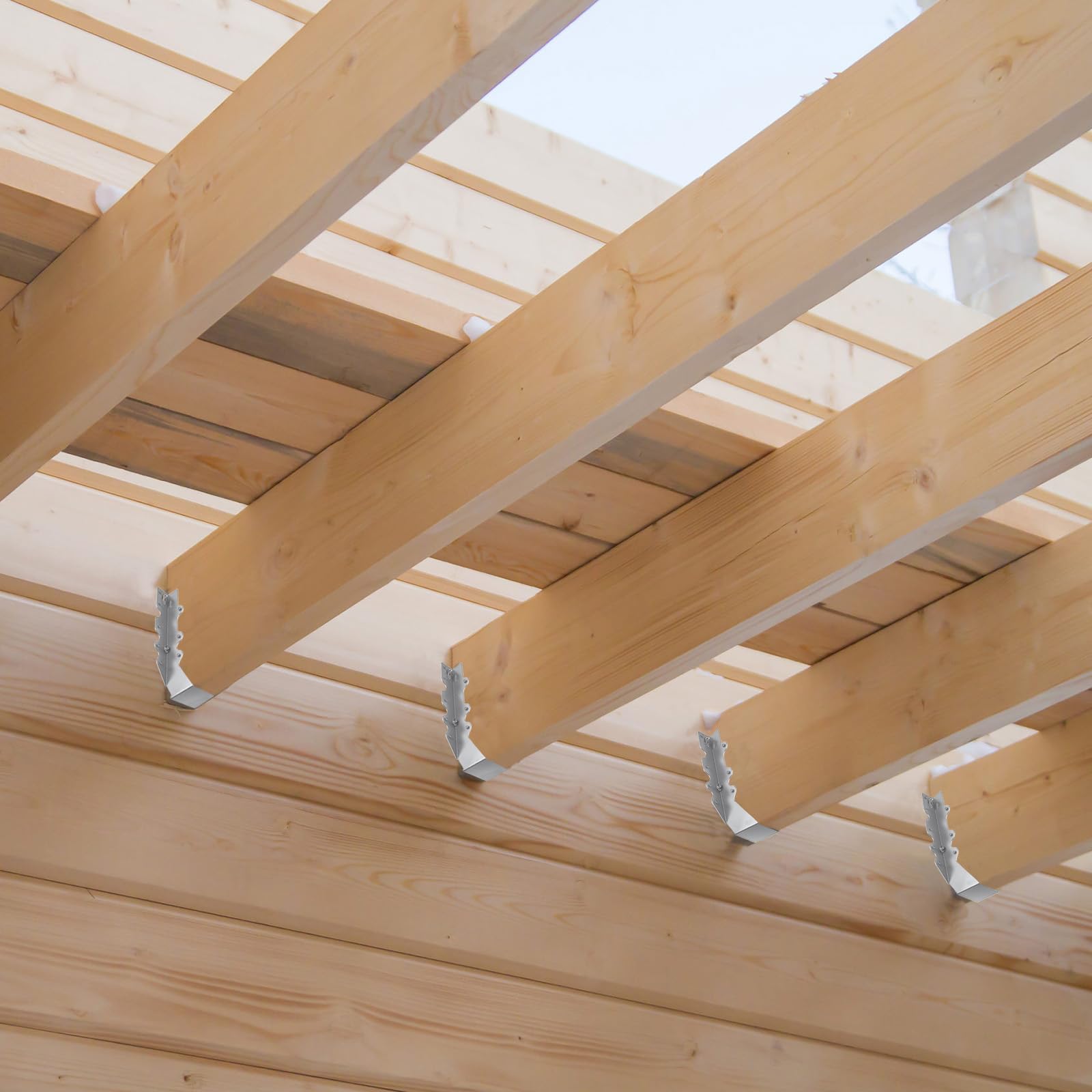 50 ganci per travetti da 2 x 8, in metallo calibro 20, ganci per travetti Lu28 zincati, legami per travetti per travi, staffe 2 x 8 per ponte, pavimenti, sporgenze del tetto e travetti del soffitto