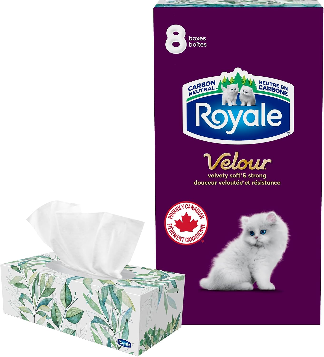 Royale Velour Facial Tissue, 8 Flat Boxes, 72 Tissues per Box