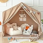 Kids Indoor Play Tent with Mat, Play Tent for Kids ages 3-8, Large Playhouse Toddler Tent Indoor, Castle Tent for Girls Boys, Play Cottage, Toy House Birthday, Christmas Gift
