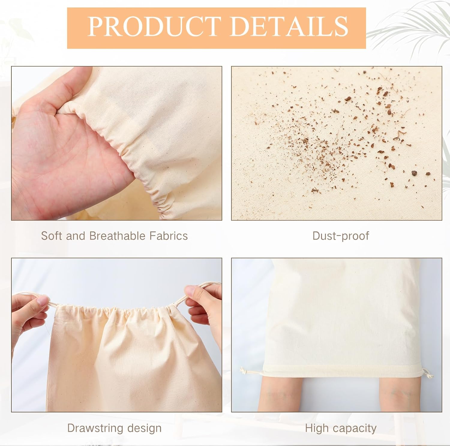 Hillban Shoes Bag for Travel Storage Dust Proof Cotton Drawstring Bag Breathable Pouch for Travel Home Pantry Accessories - Image 6