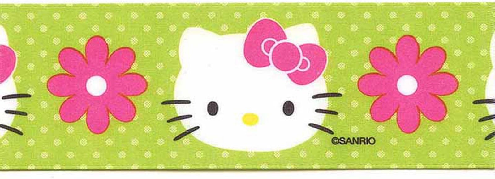 7/8in Hello Kitty Ribbon Green