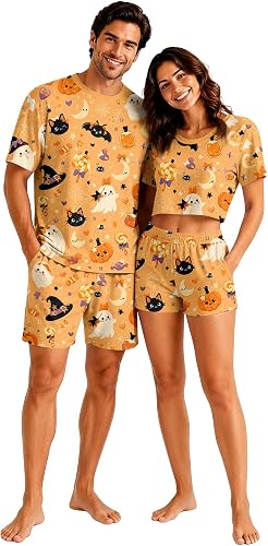 Plus Size Halloween Pajamas Womens Collared Button Down Crop