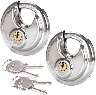 2 Pcs Discus Locks Stainless Steel Round Padlock Heavy Duty Rustproof Disc Padlock by STARVAST, 2-3/4 in. Wide (Keyed Different)