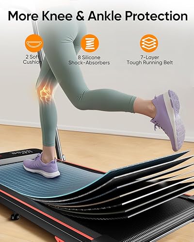 Miniatura 6 de Cinta de correr plegable 2 en 1 con inclinación de 3 niveles y 10%, tapete para caminar para oficina pequeña en casa, cinta de correr compacta y