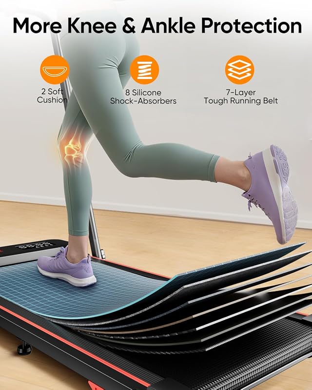 Acezoe Walking pad Treadmill with Incline & Handle Bar, Folding Treadmill for Home Small Spaces, Compact Portable Under Desk Treadmill,Dual LED Display, 2.5Hp Quiet Running pad, APP, 300 lbs Capacity image 6