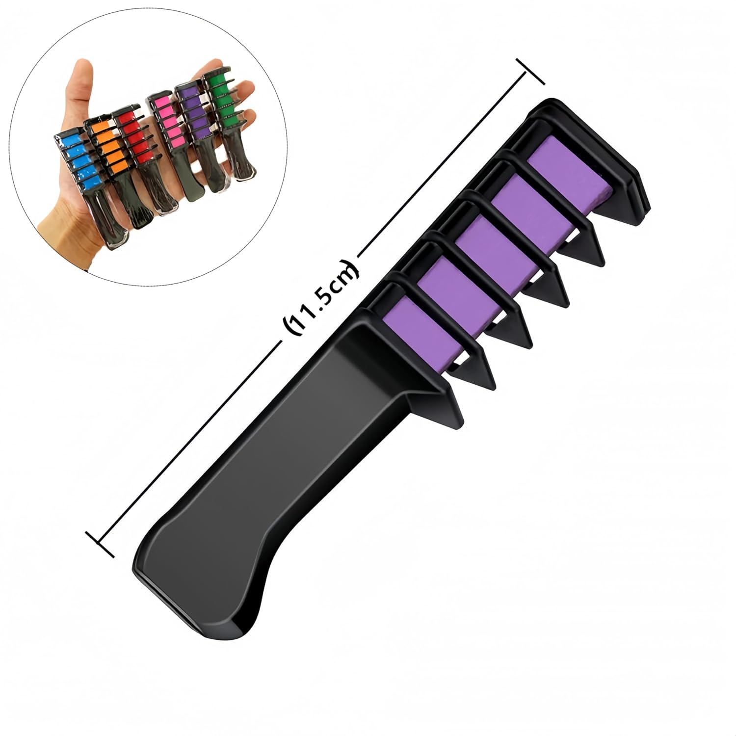 Temporary Hair Color Comb Set, 6 Vibrant Colors, Hair Chalk Applicator for Instant Hair Dyeing