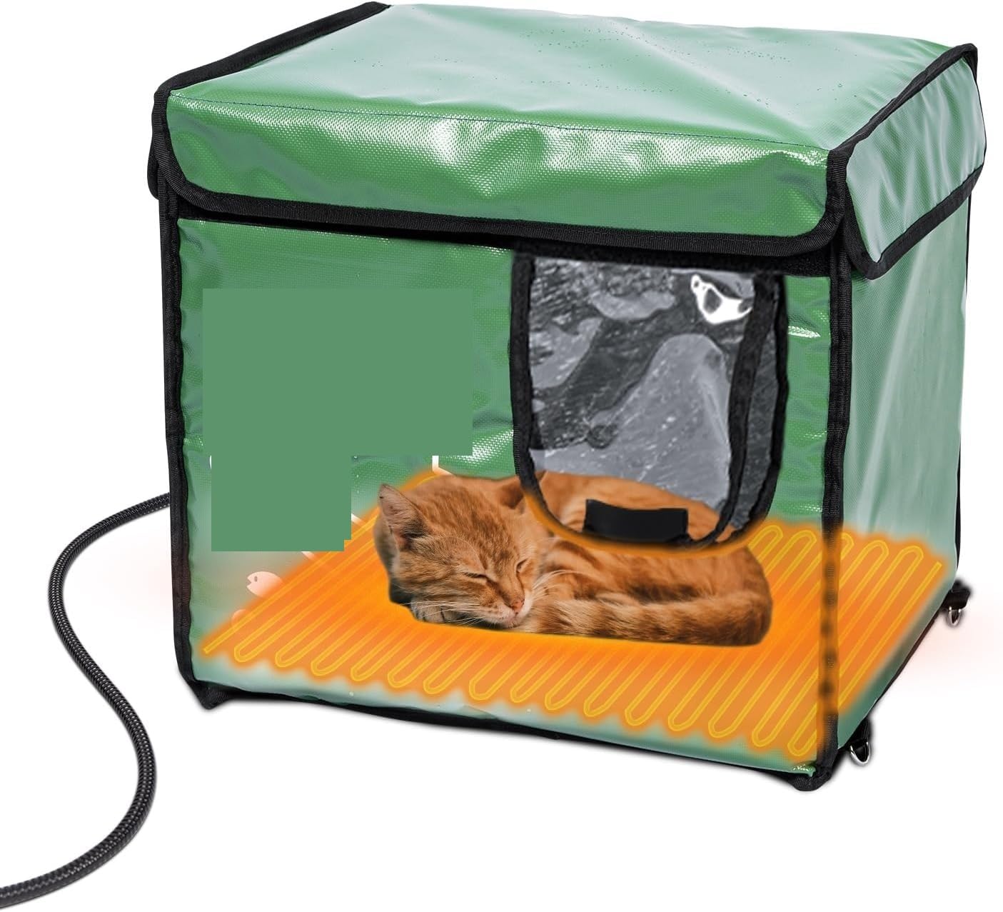 FJJRTWDG The Warm Heated Cat House is Heat-Insulating and Waterproof. The Artificial Cat House is Suitable for Indoor Pets Suitable for Indoor Pets(Army Green)