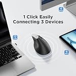 Uineer Ergonomic Wireless Mouse,Bluetooth Vertical Mouse with BT5.0/4.0/2.4G, Rechargeable with Battery Indicator,Ergonomic Design for Comfort and Reduced Wrist Strain for Home,Office Use