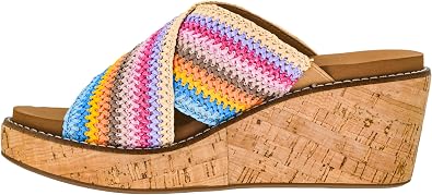 Corkys Footwear The Peace Out 2.5-Inch Woven Strap Wedge - Trendy and Chic Strap Design, Comfortable, Lightweight, and Durable Summer Wedges for Versatile Fashion