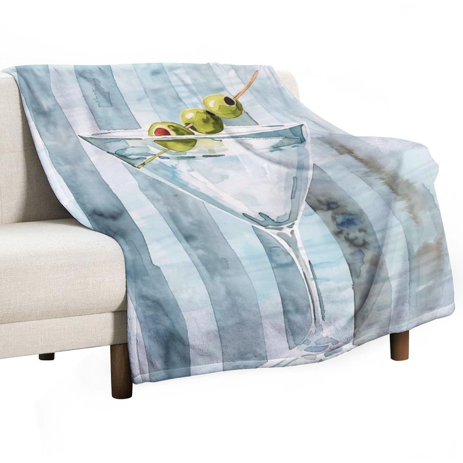 YHGSREUOH Martini-Cocktail-Watercolor_01 Flannel Blankets Fleece Soft Throw Lightweight Plush Gifts for Couch, Bed, Cozy Sofa Plush, Chair, Lovers 138x175cm(55x70in)