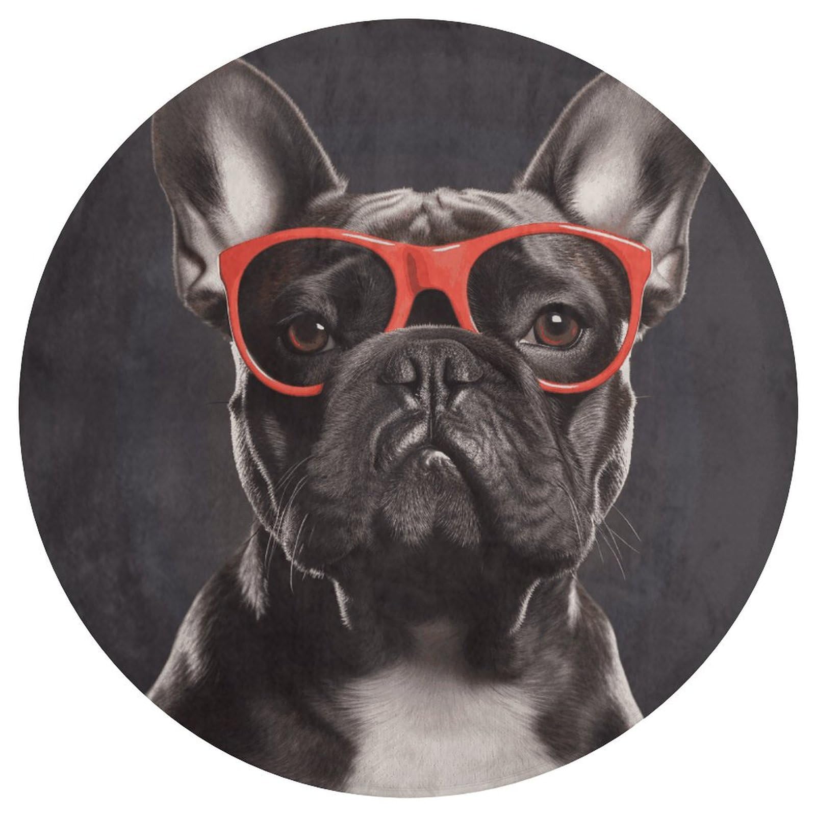 Tapis moderne de salon motif bouledogue français doux et décoratif 80x80