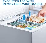 Midea MRC04M3AWW Chest Freezer, 3.5 Cubic Feet Mini Freezer With Removable Basket, Adjustable Temperature, For Kitchen Garage Apartment Office, White