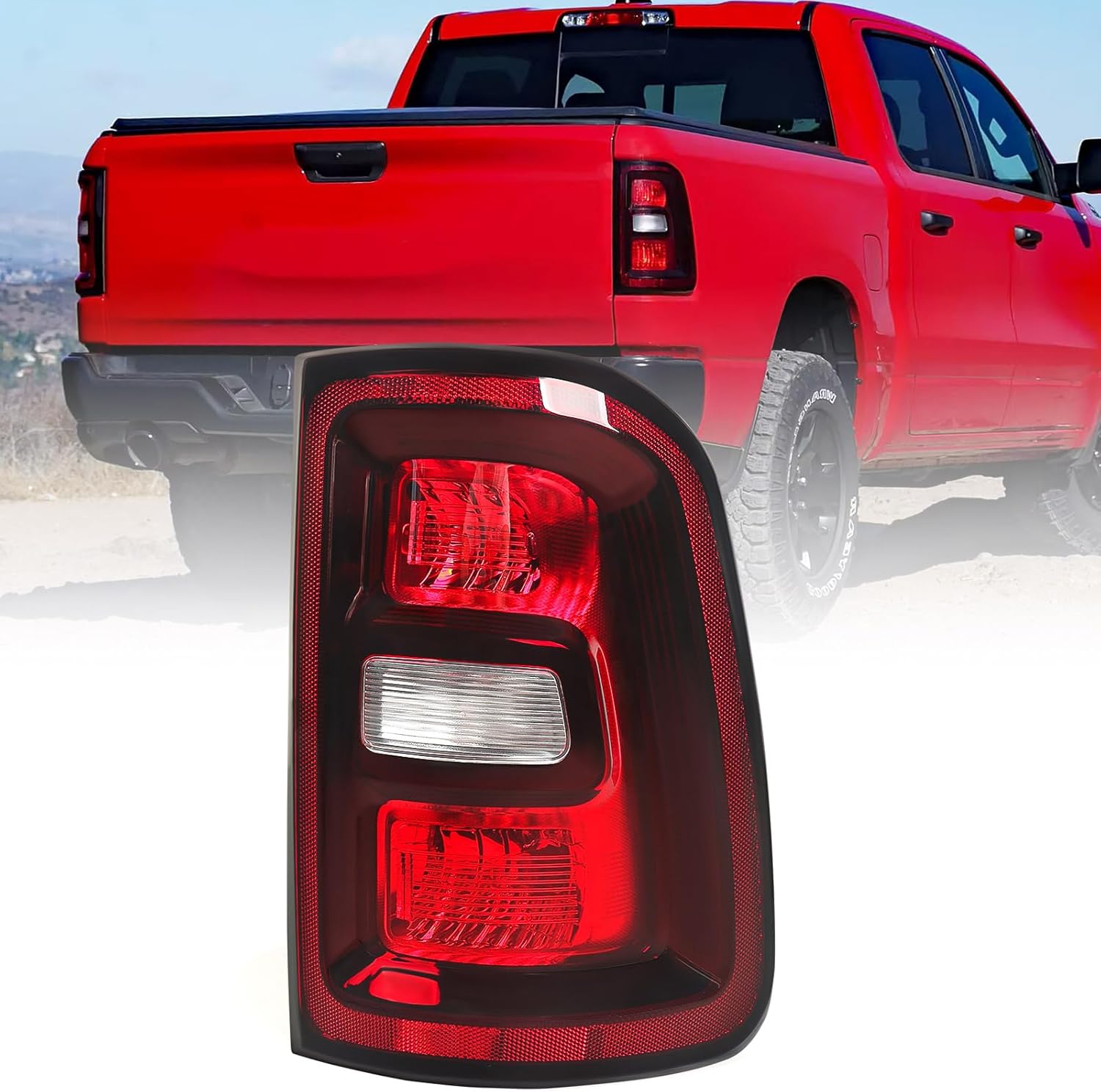 2025 Tail Light Assembly Compatible with Ram 1500 Left Driver Side Rear Lamp LH Black 68531047AA