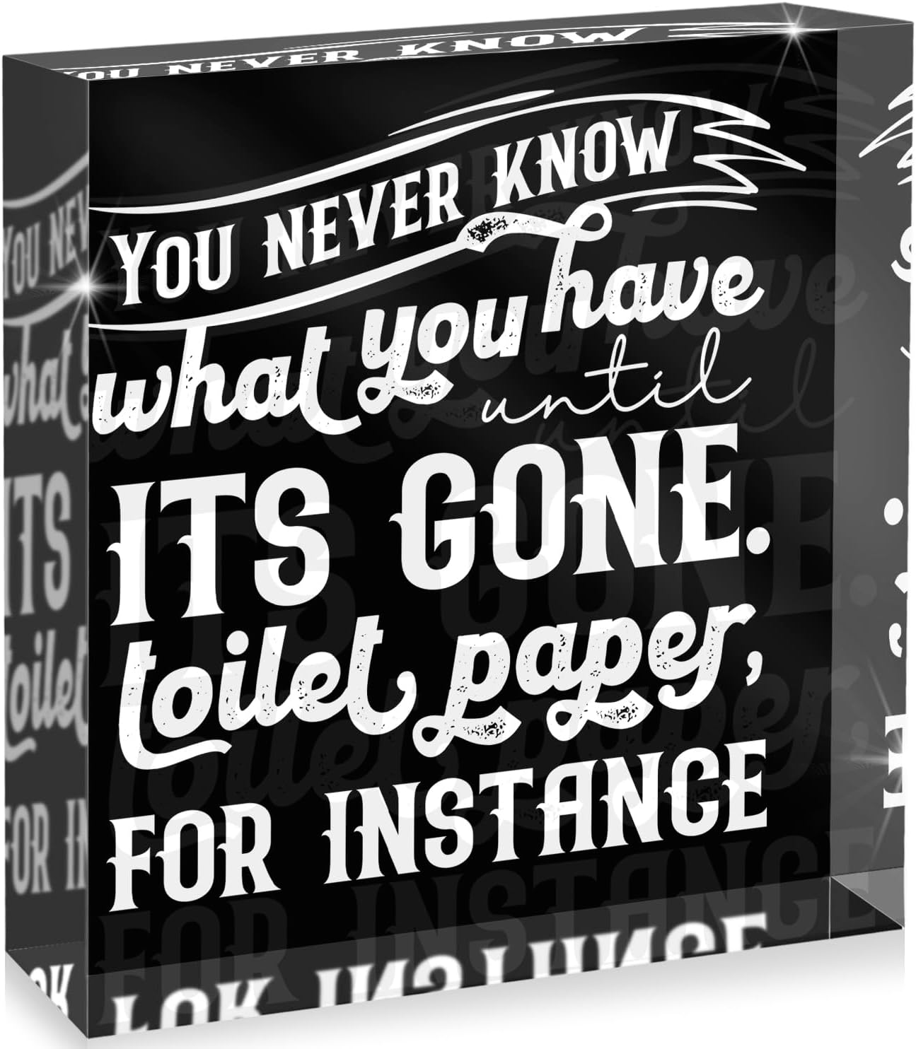 Soul Décor - You Never Know What You Have Until is Gone Toilet Paper For Home, Gift, Bathroom Shelf Decor Sign, Acrylic Box Sign, 4x4 Made in the USA
