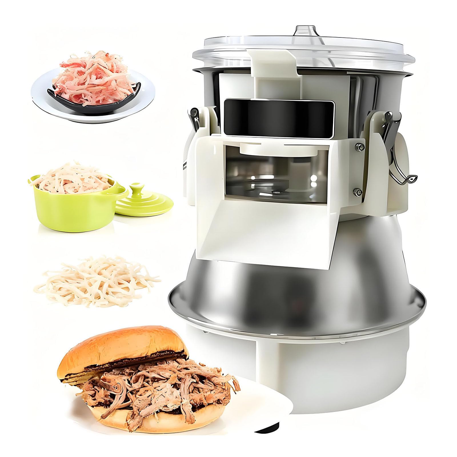 RKXKJ Electric Chicken Shredder Machine, Commercial Stainless Steel Meat Shredding Machine, For Cooked Chicken Breasts And Beef, 80 Lbs/h Output, Visible Operation, Easy Food Preparation