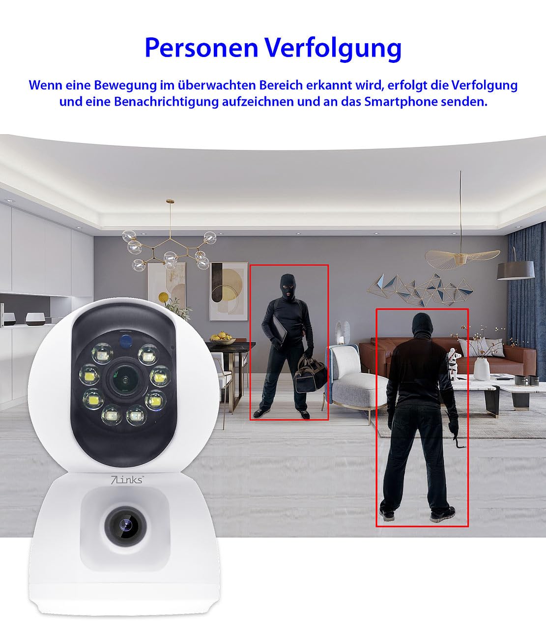 7links Haustierkamera: Dual-Linsen-WLAN-Kamera, je Full HD, Farb-Nachtsicht, Tracking, Sirene (Überwachungskamera WLAN, WiFi Camera, IP)