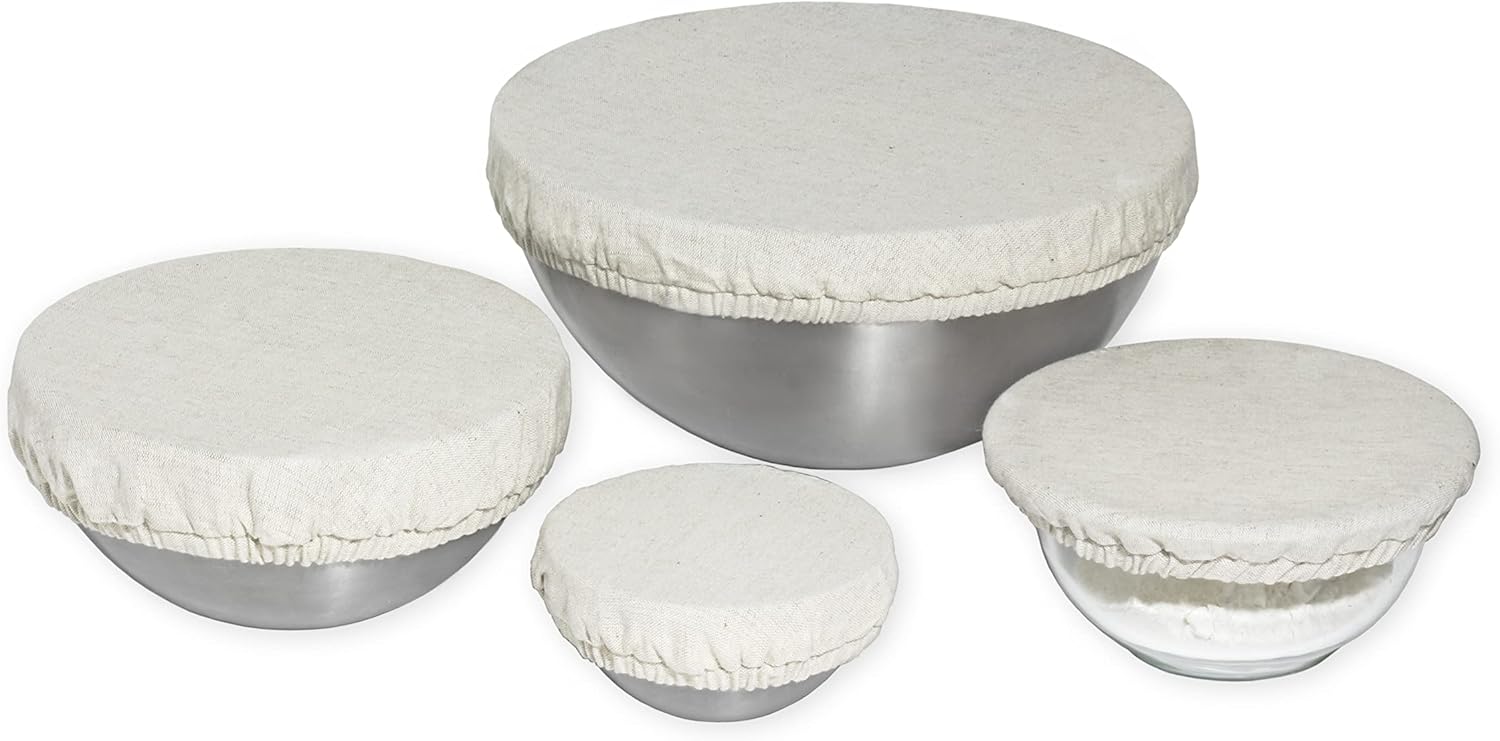 Reusable Fabric Bowl Covers for Bread Proofing - Washable, Dye-free, and All-Natural 100% Linen Cloth Bowl Covers for Bread Rising - Elastic Closure to Fit Multiple Bowl Sizes (1 XL, 1 L, 1 M, 1 S) - Image 9