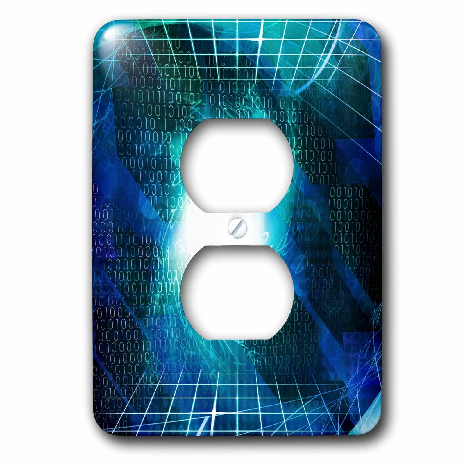 Coque 2 plug outlet aqua au motif de carres bleus pour le salon ou le bureau
