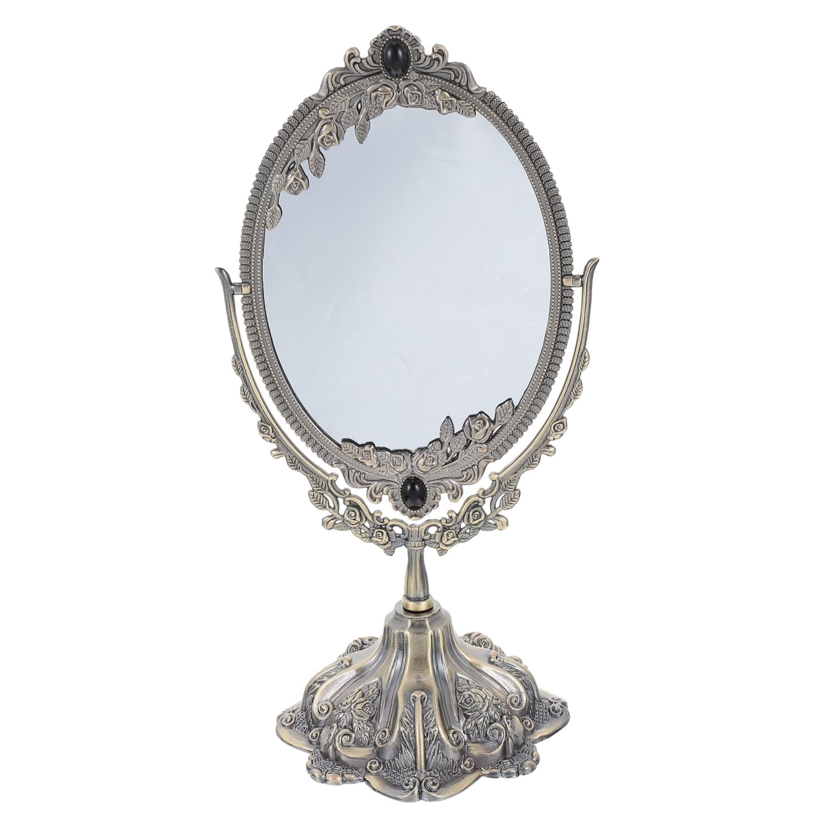 Doppelseitiger Tischspiegel im Europäischen Stil Rotierender Kosmetikspiegel für Hochzeit Stabiler und Klarer Makeup Spiegel für Zuhause Antik Finish für Tisch