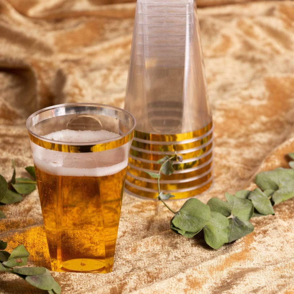 Tumblers 10oz Square Gold Rim, Case of 480 (24 packs x 20)