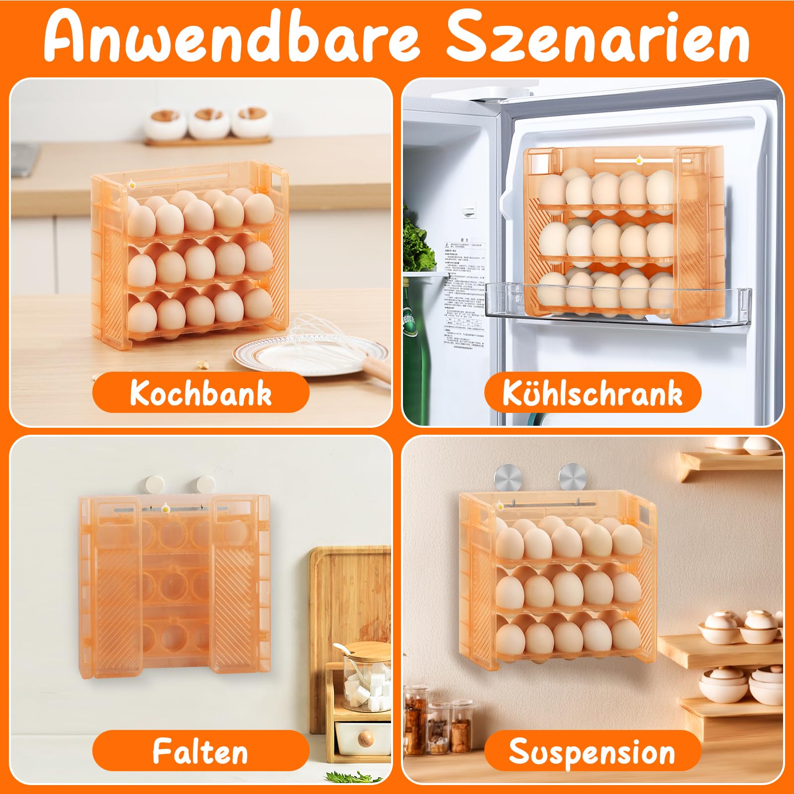 Boîte De Rangement Œufs 3 Étages - 30 Œufs, Plastique PET Transparent - Avec Timer Fraîcheur