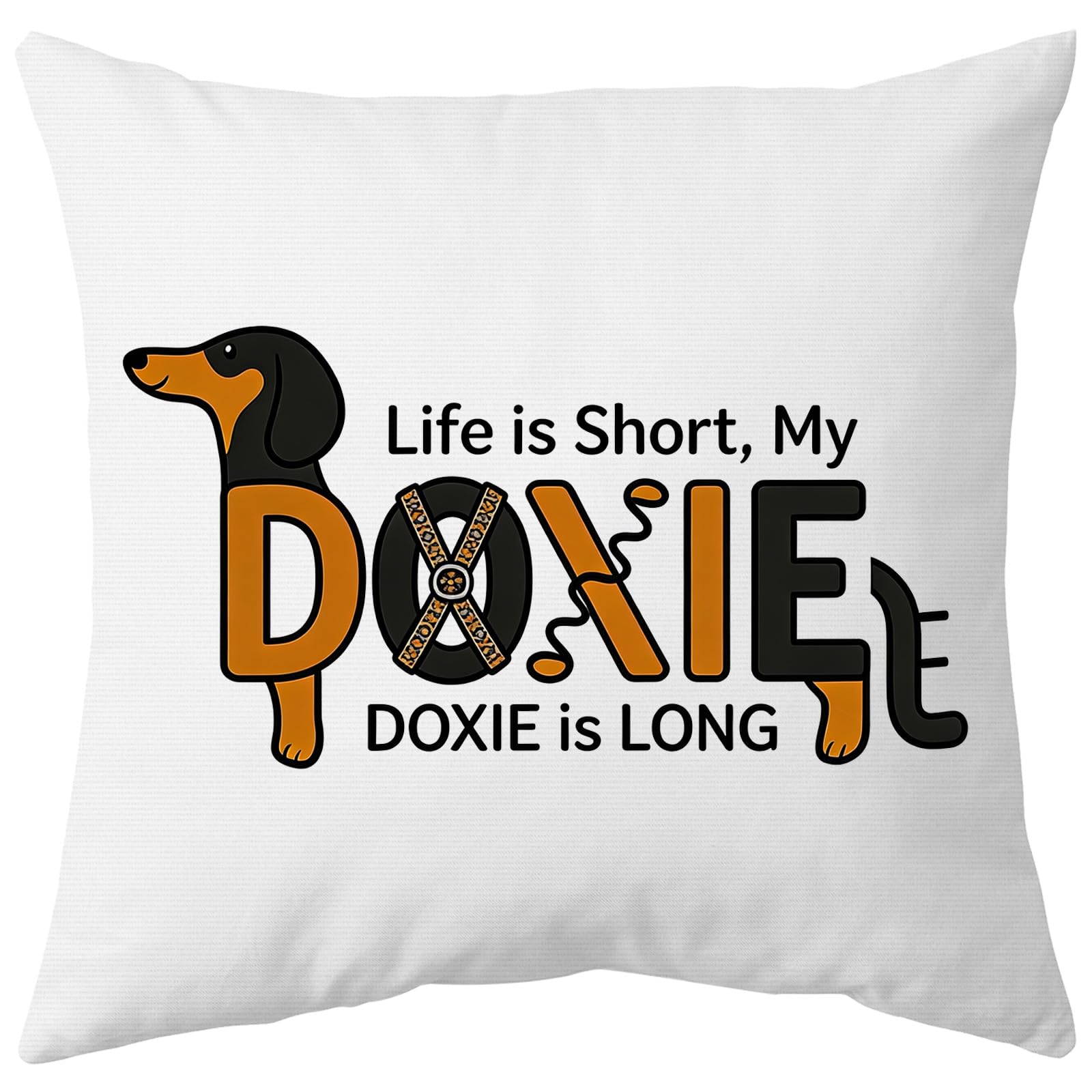 Senken Dachshund Cushion Cover Life is Short My Doxie Long — image 1
