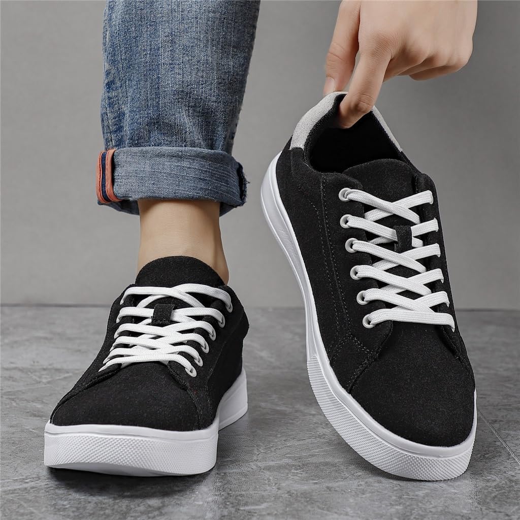 FMURY Men Shoes Sneakers for Men Leather Fluff Comfort Lightweight Casual Shoes Outdoor Walking Footwear