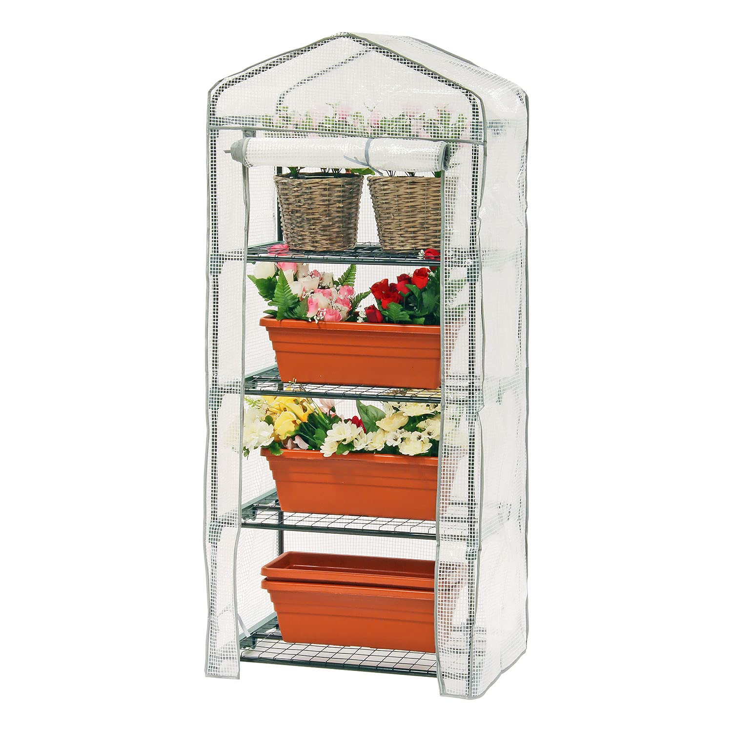 Taylor & Brown 4 Tier Greenhouse Cover Heavy Duty Replacement Spare Reinforced Growhouse White PE Cover - 69x49x160cm