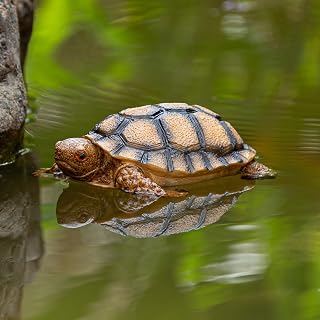 Pool Decorations Outdoor Turtle Statue – 6.3-Inch Floating Pond Decor for Garden Outside Lawn Ornament Turtle Figurine Float Accessories Backyard