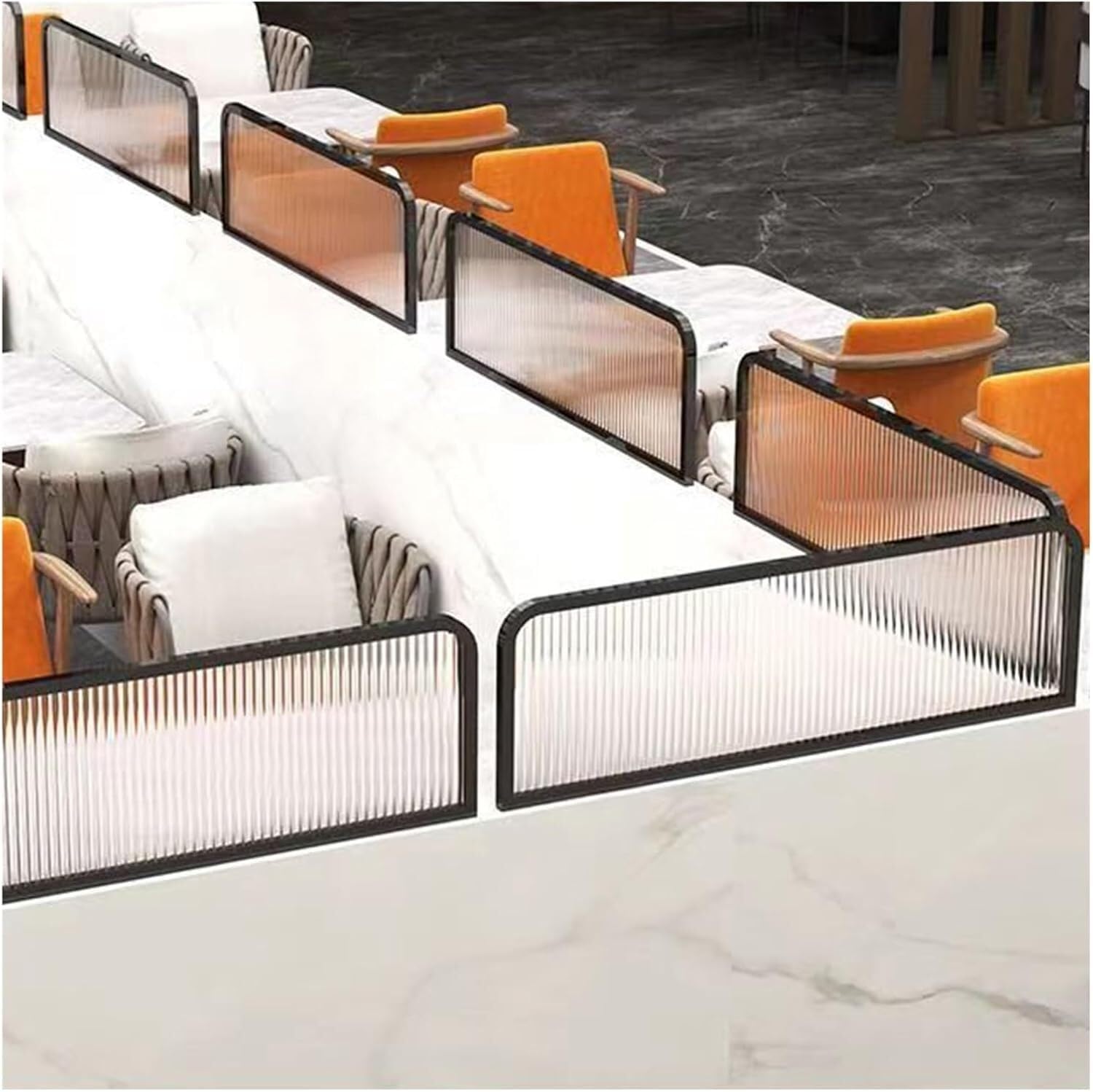 GLETSF Glass Room Divider Office Partition Tempered Glass Panels Table Dividers Panels Partitions,Striped Glass Room Dividers For Dining Areas & Restaurants 30/50 Cm Low Fence &-Black-50x100cm
