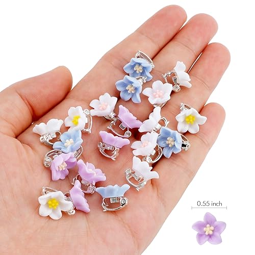 Miniatura 6 de YISSION 20 mini pinzas para el pelo de flores para niñas y mujeres, lindos horquillas para el cabello, pinzas de flores de lirio para el cabello,