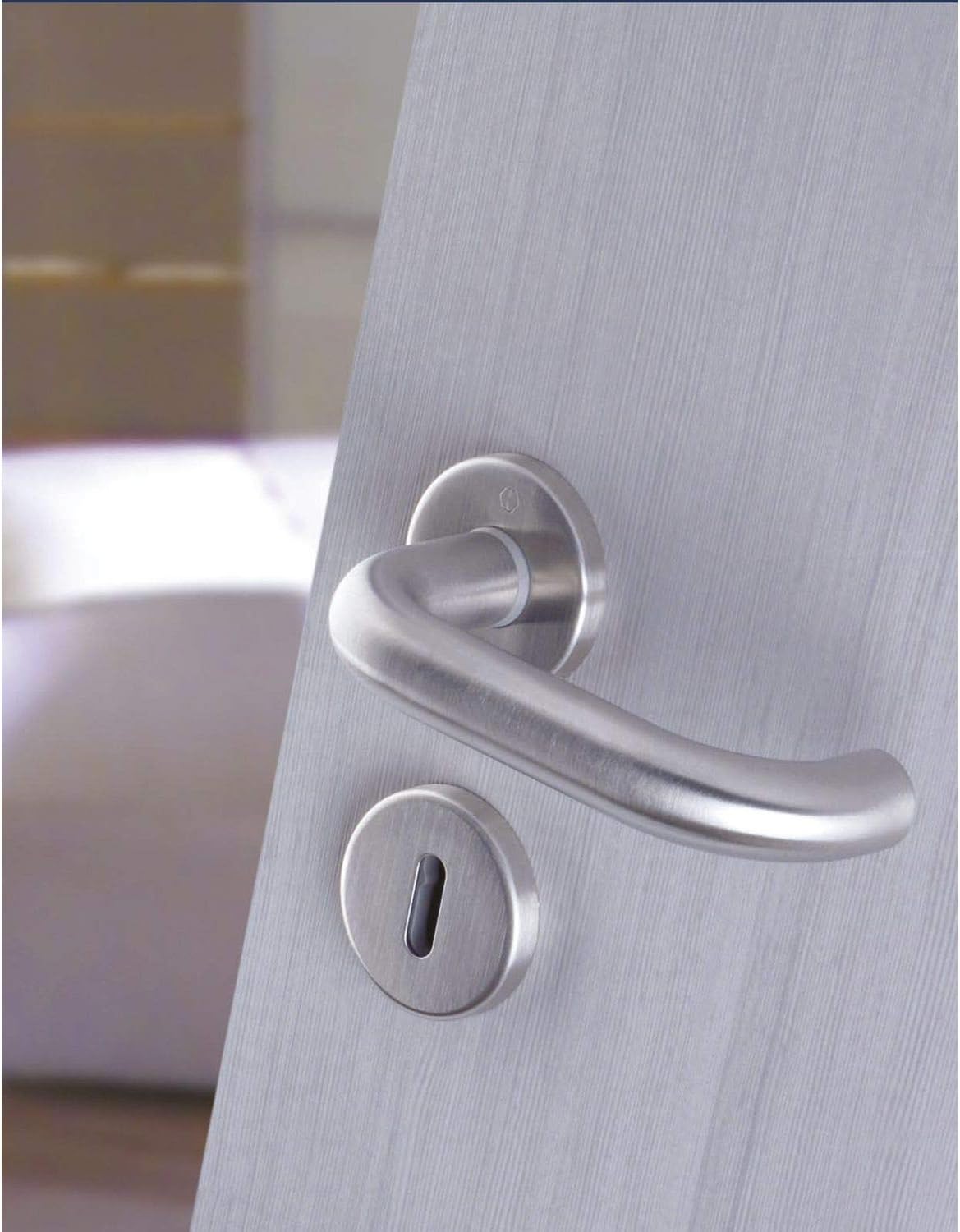 Hoppe 3529743 Door Handle Set Paris on Rosettes, PZ, 40-45, 8.5 Fast, Matte Stainless Steel